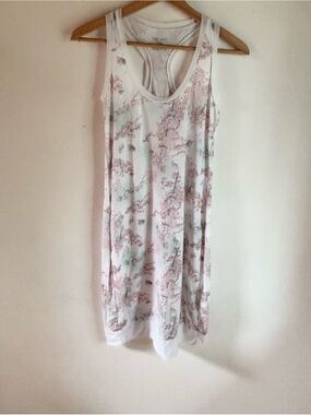 Paper Label Floral Racerback Dress White with Soft Pink Print Tencel
